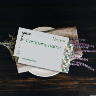 Triangle green turquoise  grey QR Business Card