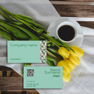 Triangle green turquoise grey QR Business Card