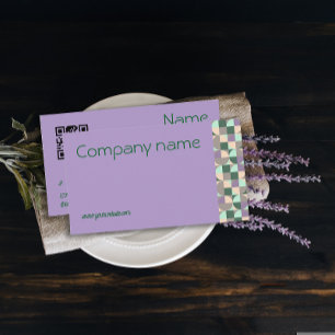 Triangle green turquoise lavender QR Business Card