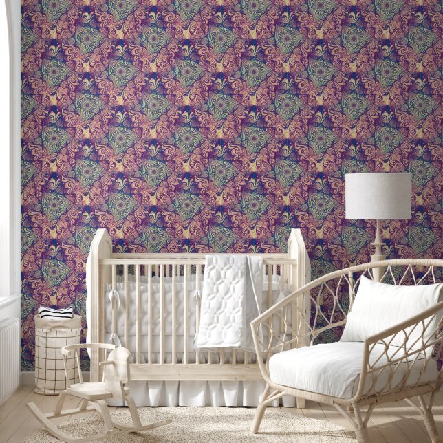 Triangle Labyrinth Mandala Seamless Pattern 1 Wallpaper (Kids)