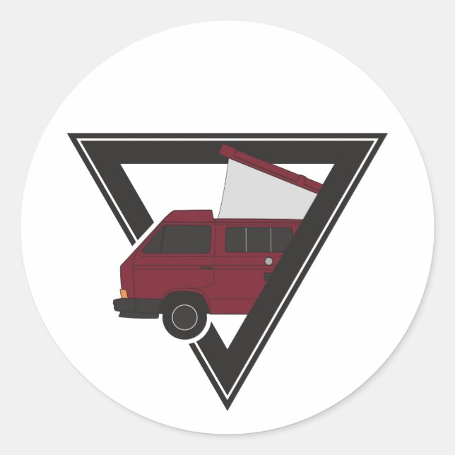 triangle maroon bus classic round sticker (Front)