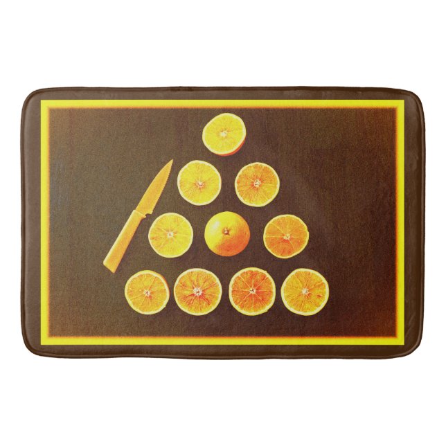 "Triangle of Half Oranges" Cute Photo. Buy Now Bath Mat (Front)