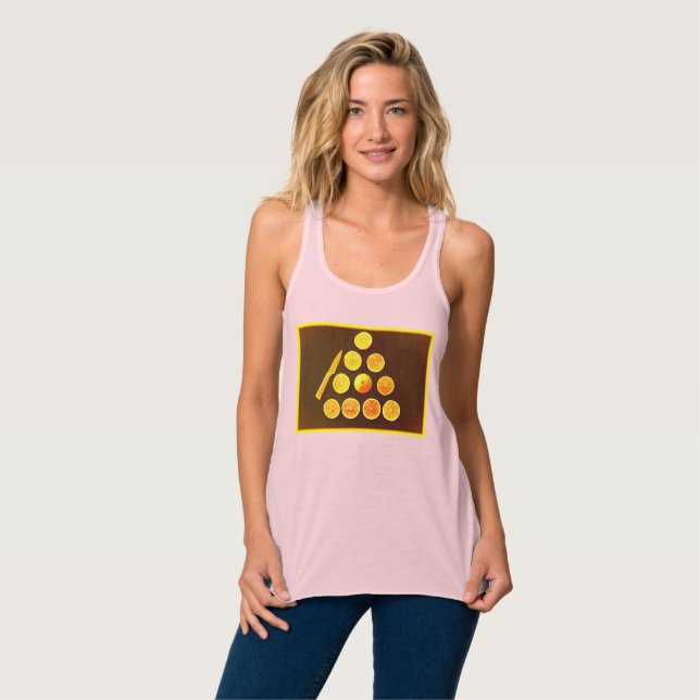 "Triangle of Half Oranges" Cute Photo. Buy Now Singlet (Front Full)