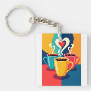 Triangle of Warmth – Colorful Coffee Mugs with Hea Key Ring