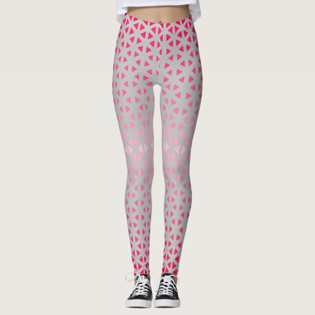 Triangle.Pattern.shade.pink.02 Lgrey BG Leggings (Front)