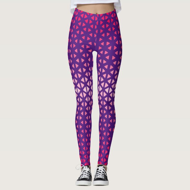 Triangle.Pattern.shade.pink.02 Purple BG Leggings (Front)