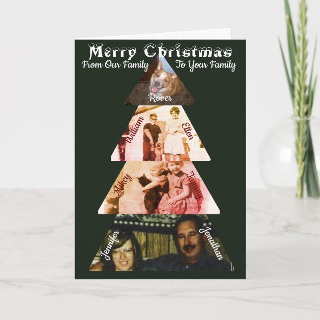 Triangle Photo Christmas Tree Folded Greeting Card (Front)