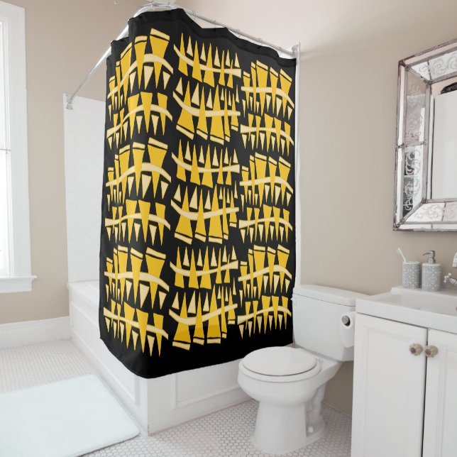 Triangle Rows Dodle44c Shower Curtain (In Situ)