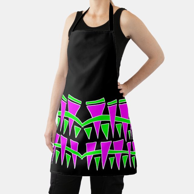 Triangle Rows Pink Green Dodle44c Apron (Insitu)