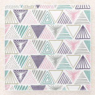 Triangle shapes, hand-drawn vintage style. glass coaster