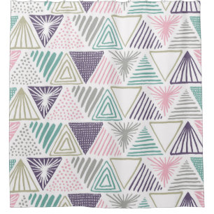 Triangle shapes, hand-drawn vintage style. shower curtain