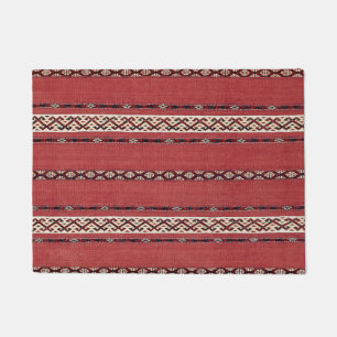Triangle Stripe Kilim II Red Black White  Doormat