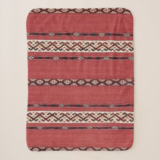 Triangle Stripe Kilim II Red Black White Sherpa Blanket