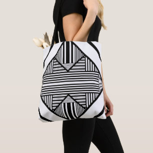 Triangle stripes 2 in Black and White Tote Bag