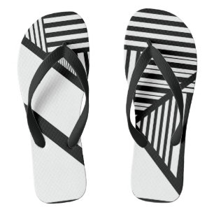 Triangle stripes in Black and White Jandals