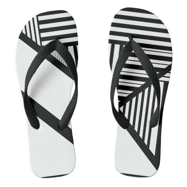 Triangle stripes in Black and White Jandals (Footbed)