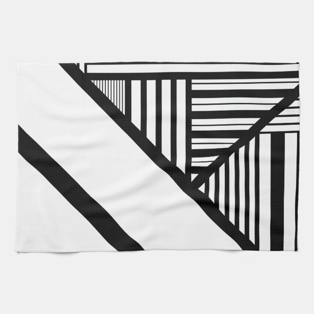 Triangle stripes in Black and White Tea Towel (Horizontal)