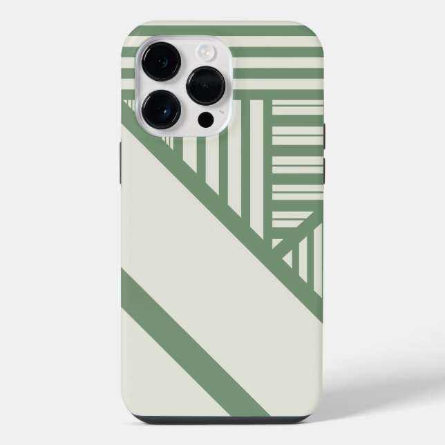 Triangle stripes in Green iPhone Case (Back)