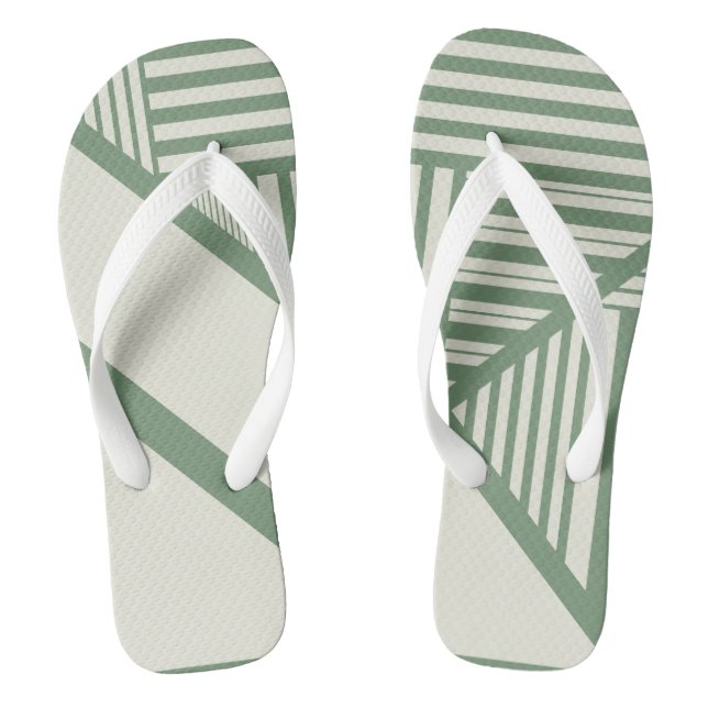 Triangle stripes in Green Jandals (Footbed)