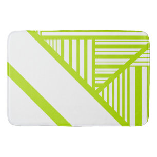 Triangle Stripes in Lime Green and White Bath Mat