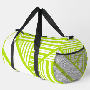 Triangle Stripes in Lime Green and White Duffle Bag