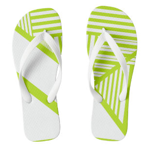 Triangle Stripes in Lime Green and White Jandals