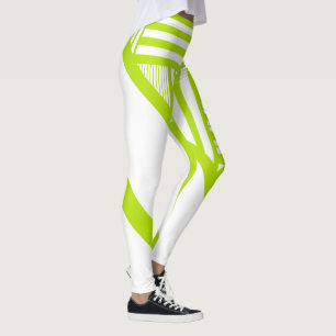 Triangle Stripes in Lime Green and White Leggings