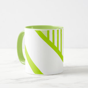 Triangle Stripes in Lime Green and White Mug