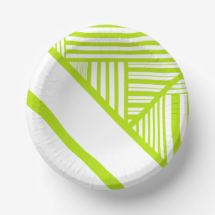Triangle Stripes in Lime Green and White Paper Plate