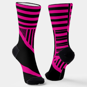 Triangle Stripes in Magenta and Black Socks