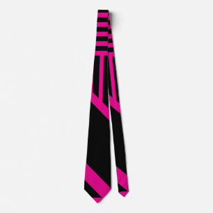 Triangle Stripes in Magenta and Black Tie