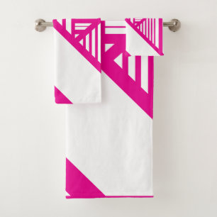 Triangle Stripes in Magenta and White Bath Towel Set