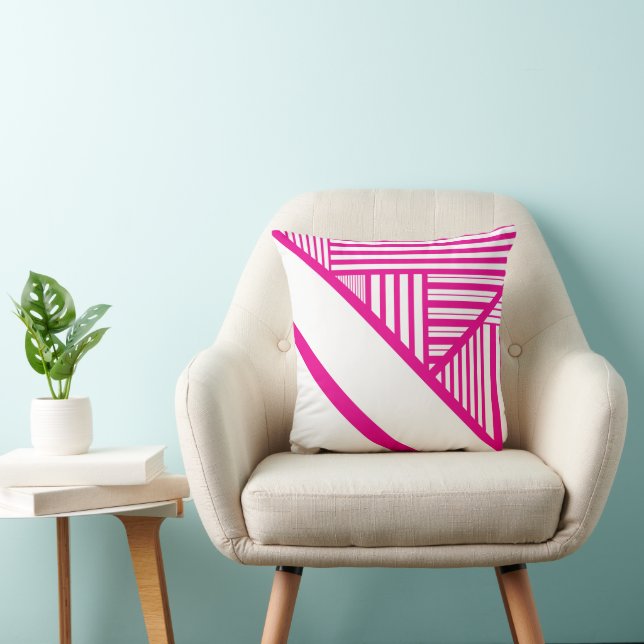 Triangle Stripes in Magenta and White Cushion (Chair)