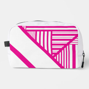 Triangle Stripes in Magenta and White Dopp Kit