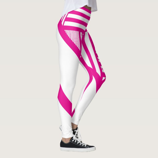 Triangle Stripes in Magenta and White Leggings (Right)