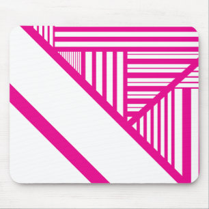 Triangle Stripes in Magenta and White Mouse Pad