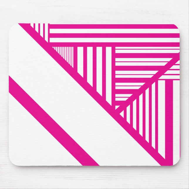 Triangle Stripes in Magenta and White Mouse Pad (Front)
