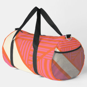 Triangle Stripes in Pink, Orange and Cream Duffle Bag