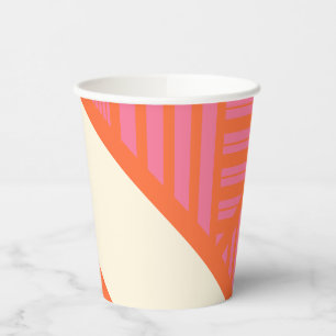 Triangle Stripes in Pink, Orange and Cream Paper Cups