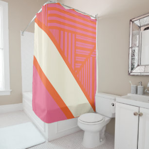 Triangle Stripes in Pink, Orange and Cream Shower Curtain