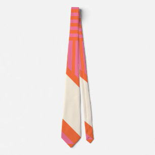 Triangle Stripes in Pink, Orange and Cream Tie