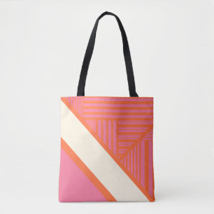 Triangle Stripes in Pink, Orange and Cream Tote Bag