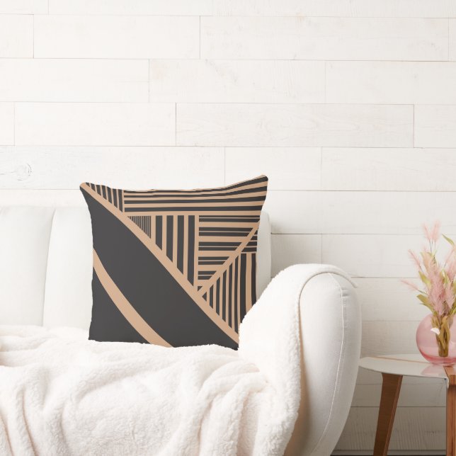 Triangle Stripes in Tan and Black Cushion (Couch)