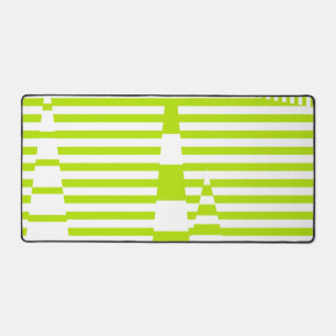 Triangle Stripes - Lime Green and White Desk Mat