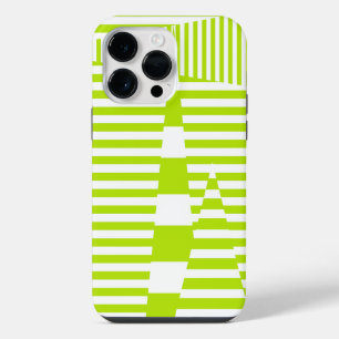 Triangle Stripes - Lime Green and White iPhone 14 Pro Max Case
