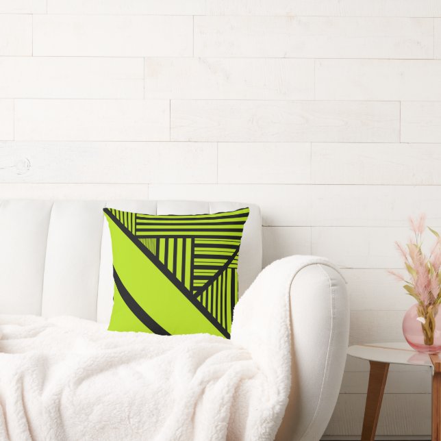 Triangle Stripes - Lime Green Cushion (Couch)