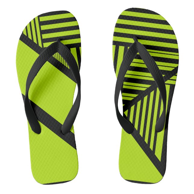 Triangle Stripes - Lime Green Jandals (Footbed)