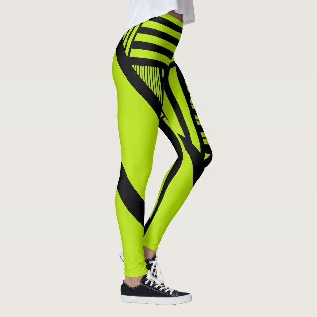 Triangle Stripes - Lime Green Leggings (Right)