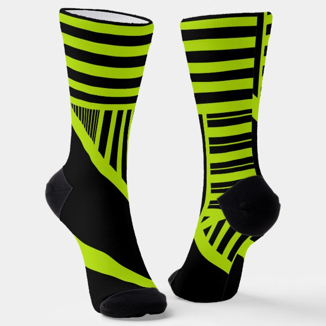 Triangle stripes - Lime Green Socks (Angled)