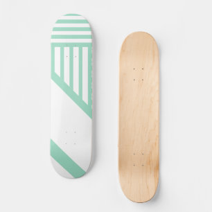 Triangle stripes - Mint Green and White Skateboard